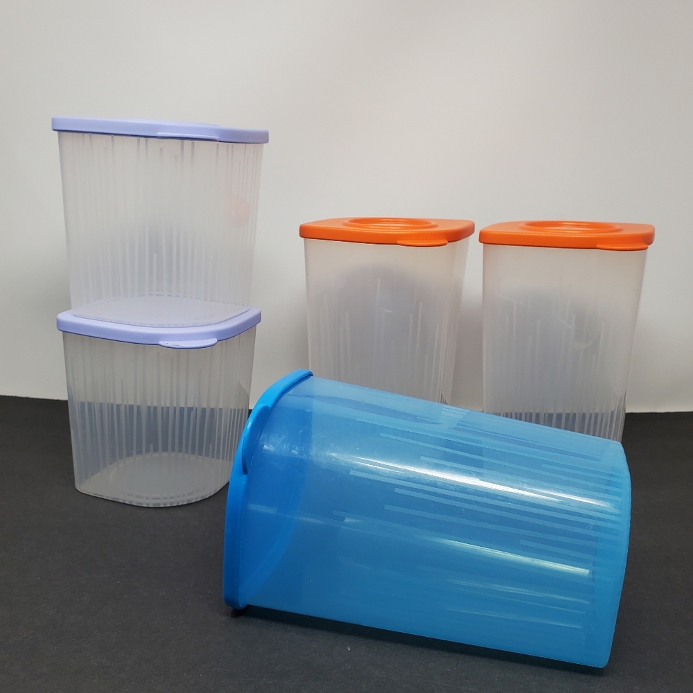 Tupperware Fresh N Cool lidded plastic containers Lot of 5 WIth Lids